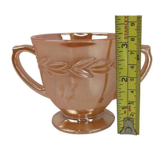 Fire King Footed Open Sugar Peach Lustre Laurel by Anchor Hocking 3-1/4" - Picture 9 of 9